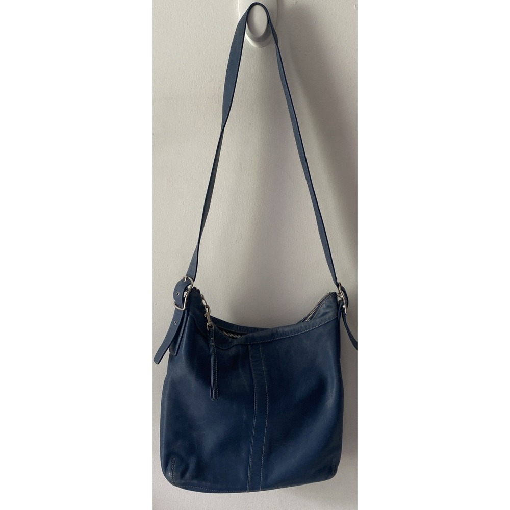 Vintage Blue Leather COACH 9326 Legacy Slim Crossbody Bag w/ Adjustable Strap